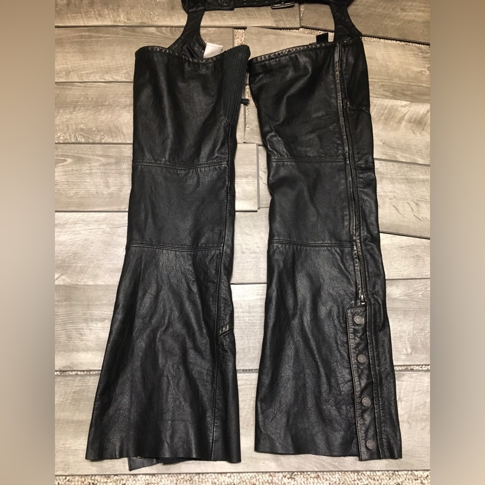 Womens Harley-Davidson Leather Chaps Riding Chopper Motorcycle Black Pants Small - Picture 12 of 12